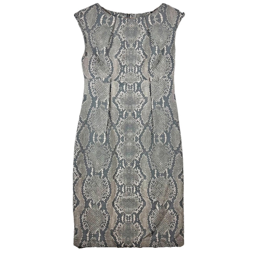 Calvin Klein‎ Women's Sleeveless Fitted Shift Dress Gray Snake Print Petite 4P